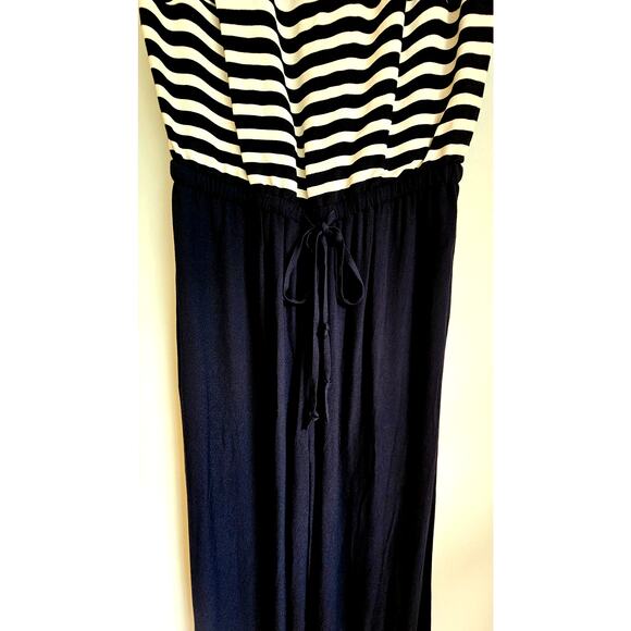 Talbots Navy Blue White Sleeveless Wide Leg Jumpsuit Women’s Size 4 - Picture 7 of 7